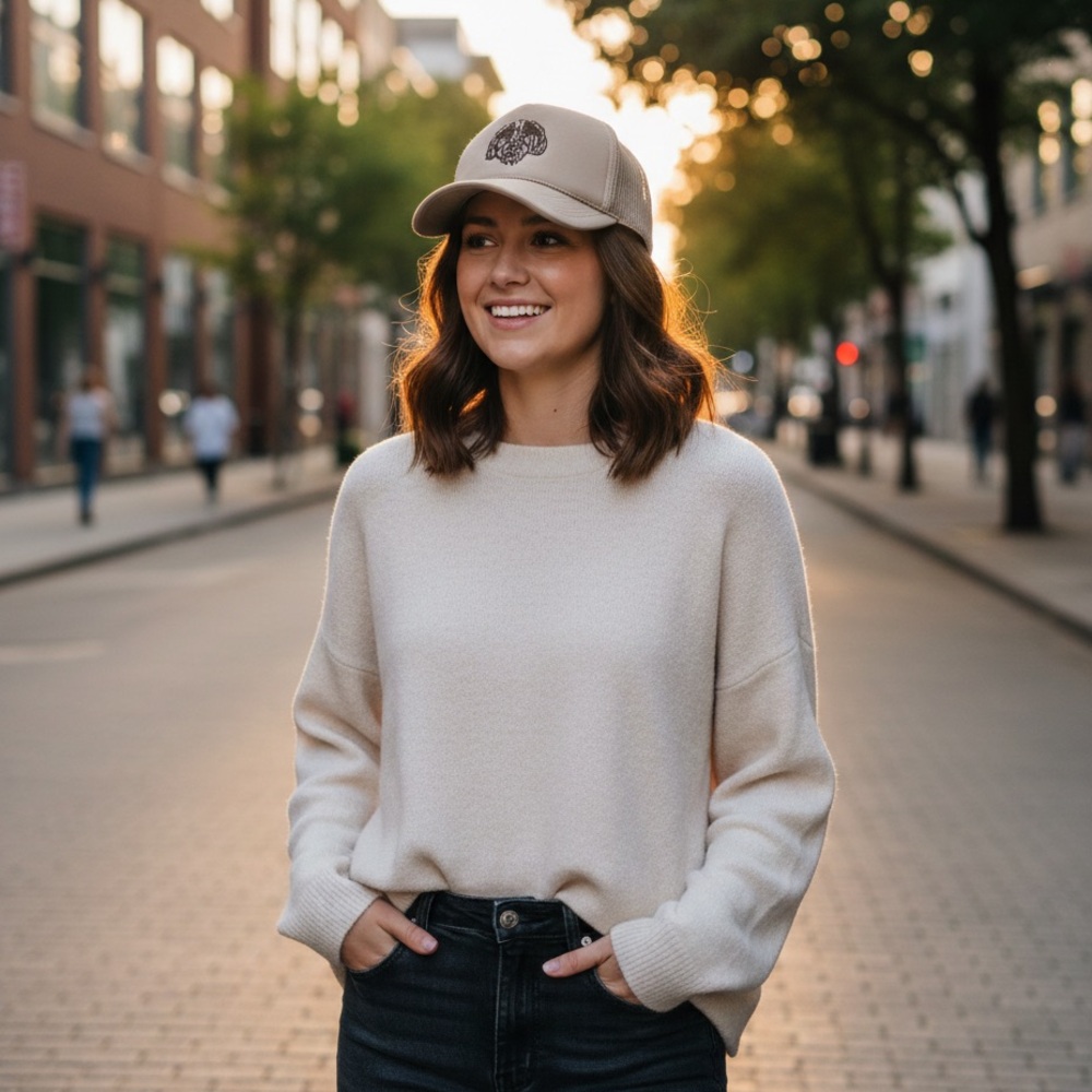 OTTO Embroidered Tan Dog Mesh Cap women’s hat